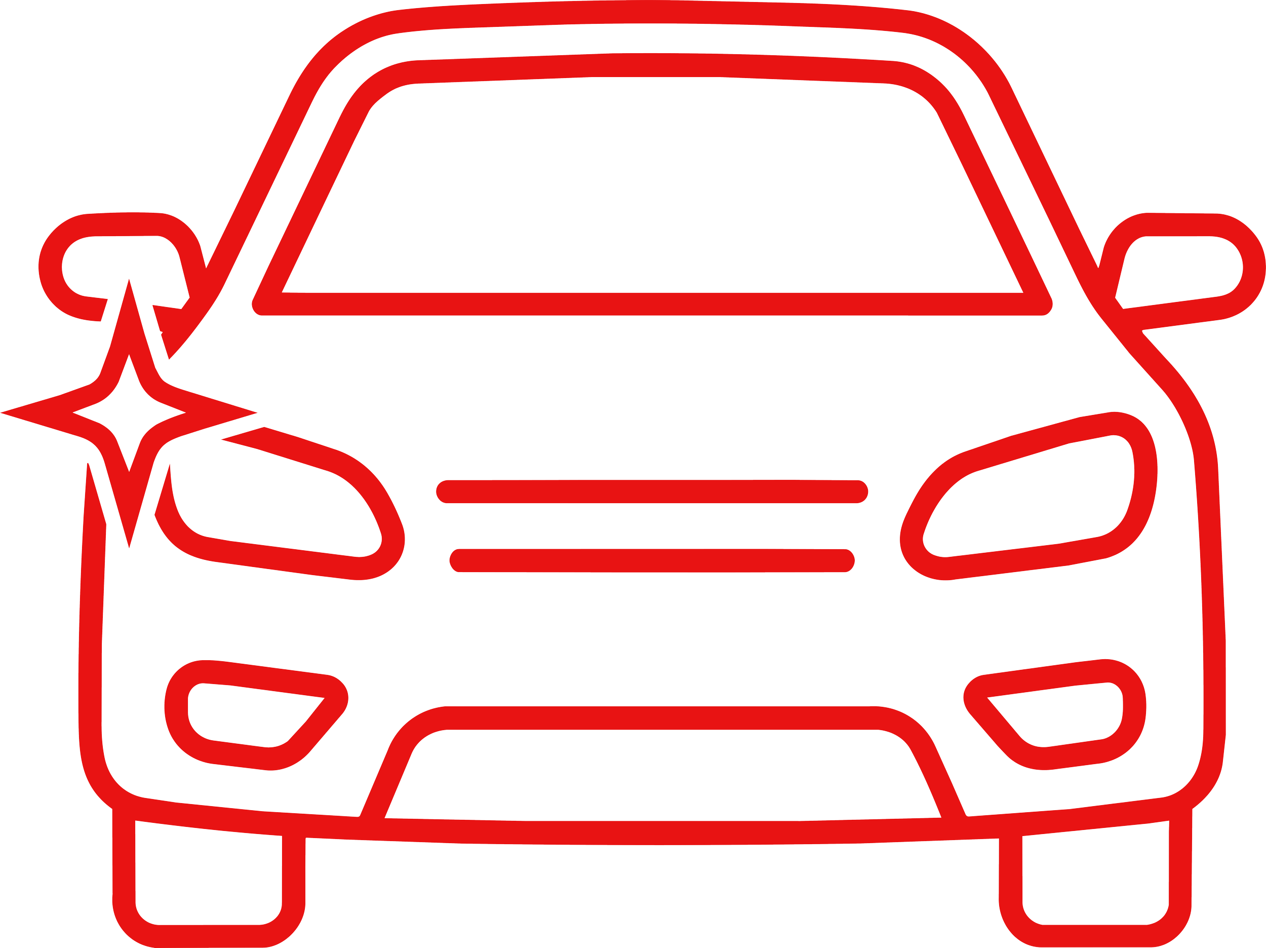 Red outline of a vintage pickup truck with detailed features