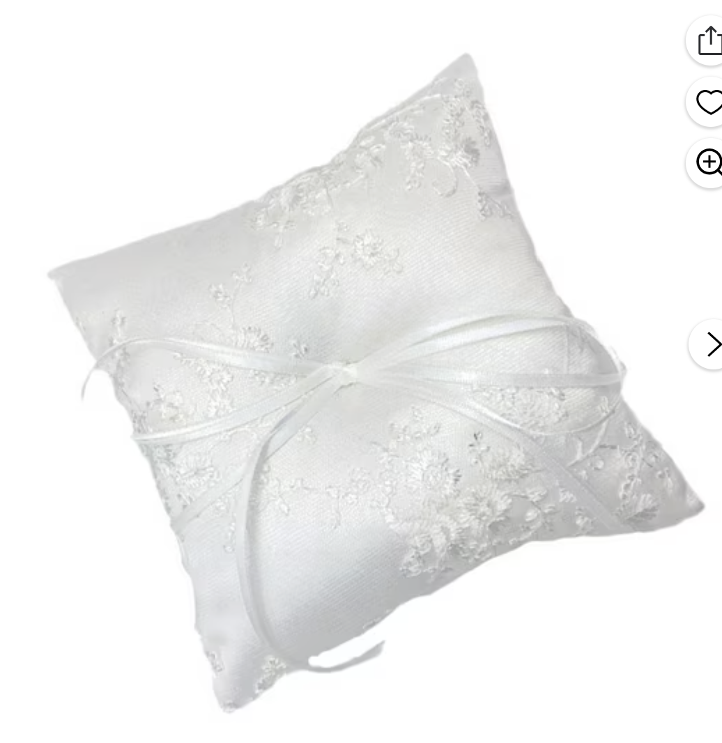 Delicate Hand-Embroidered Lace Bridal Pillow
