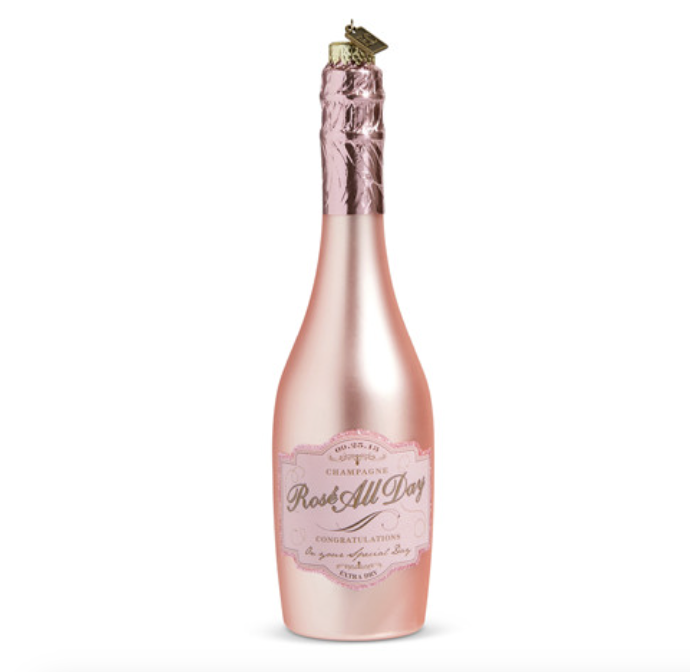 Pink Champagne Glass Christmas Ornament