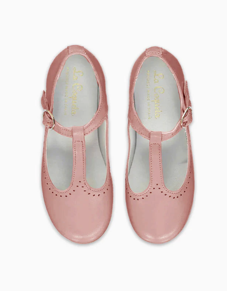 Pink Leather Girl T-Bar Shoes (La Coqueta)