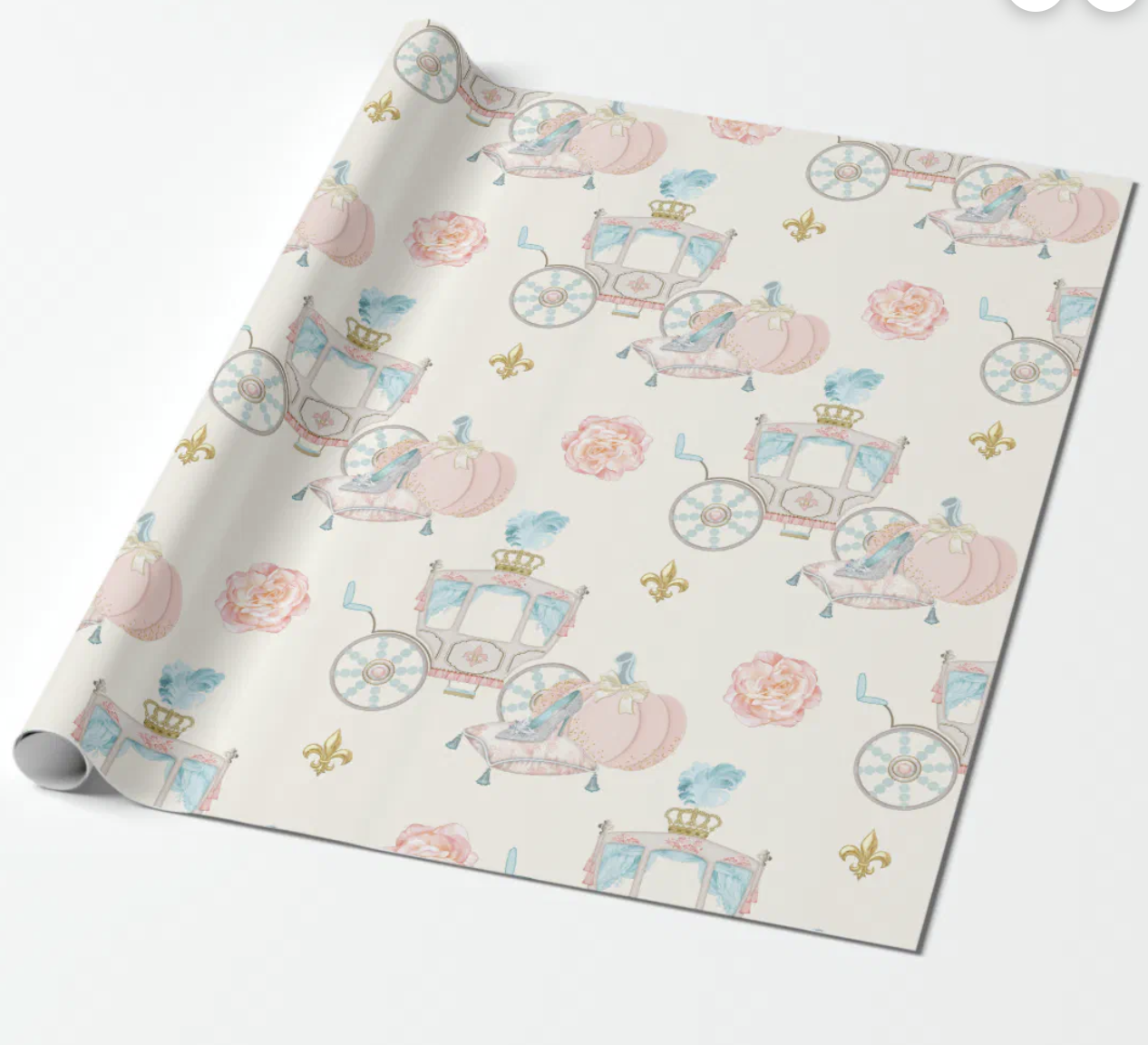 Fairytale Carriage Royal Fleur Gold Blush Ivory Wrapping Paper
