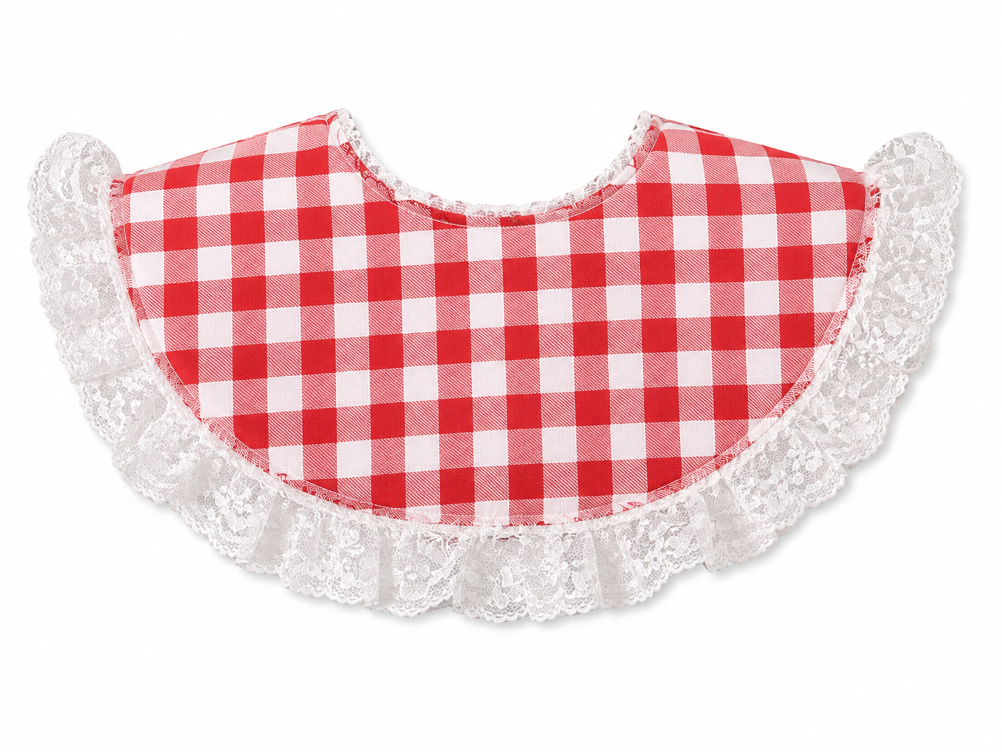 Red Gingham Biblette™ (White Lace Accent)