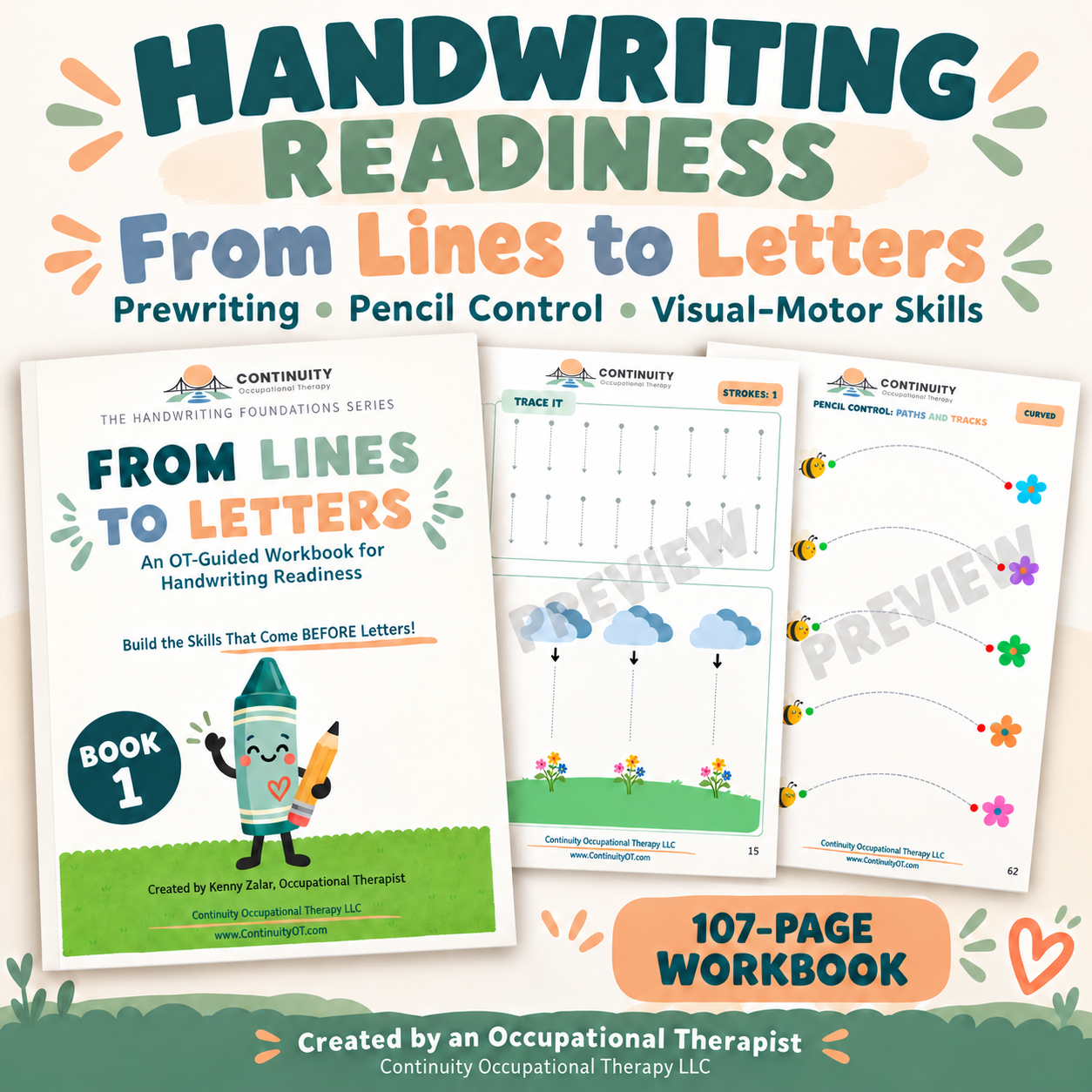 From Lines to Letters: Handwriting Readiness Workbook — Printable PDF