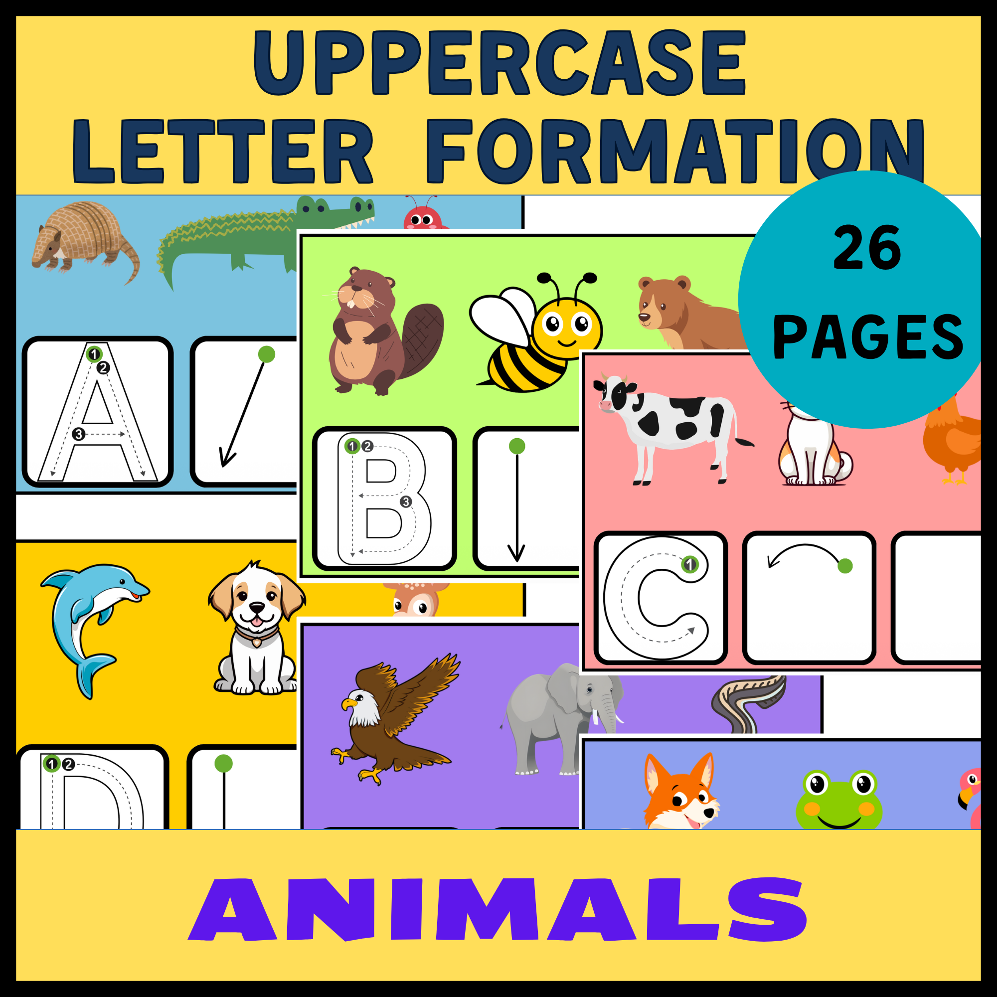 Uppercase Letter Formation Practice - Faded Visual Supports