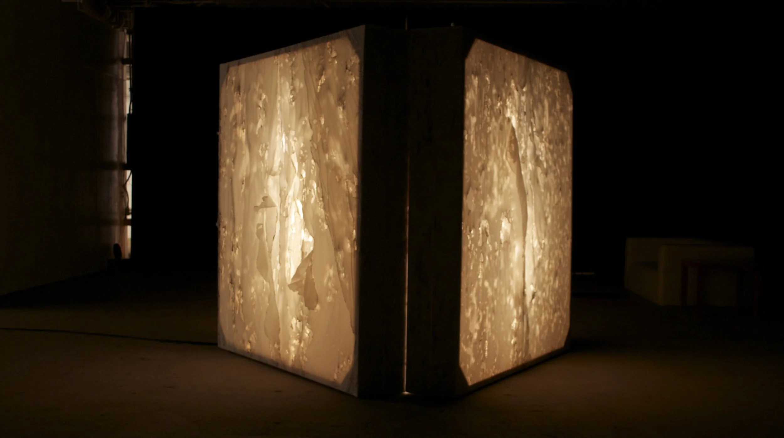 ON THE OTHER SIDE is a site-specific exploration of raw geometry, organic texture, and light, exhibited at FAT Village, curators Leah Brown & Peter Symons. The installation's power lies in its self-lit feature, engineered specifically to create a nig