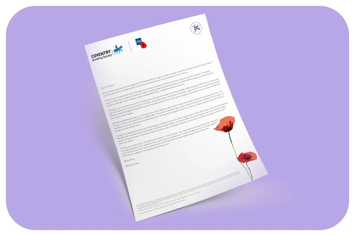 charity partnership with the Royal British Legion letterhead