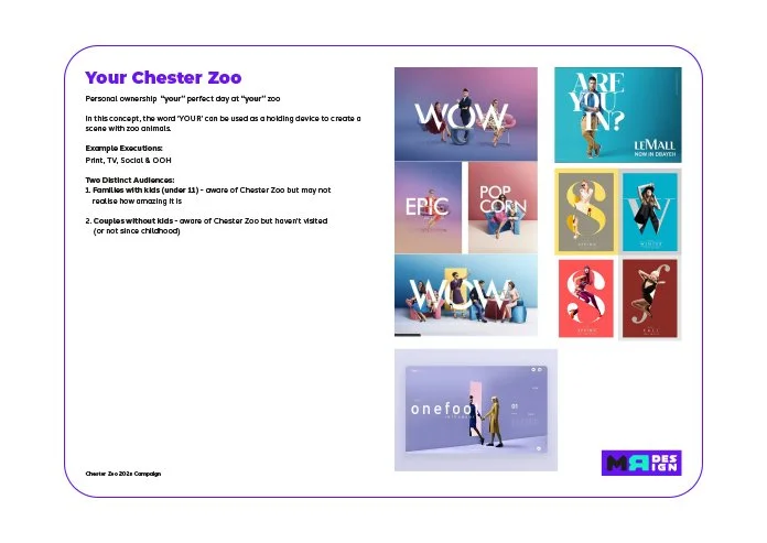 A flyer describing a conceptual personal ownership of Chester Zoo with text, colorful images, and logos.