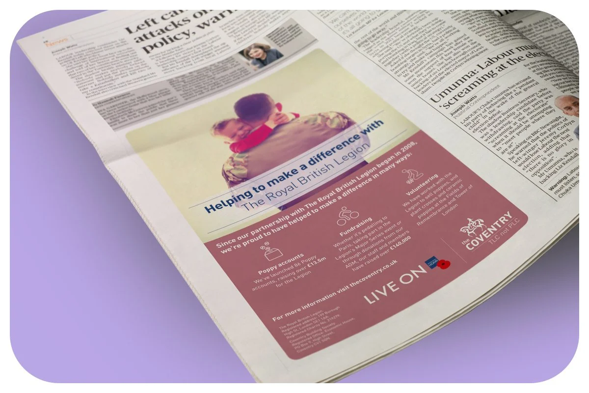 charity partnership with the Royal British Legion PRESS AD