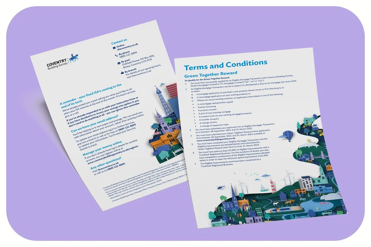 new brand identity in 2020 for the Coventry Building Society - AGM letterhead