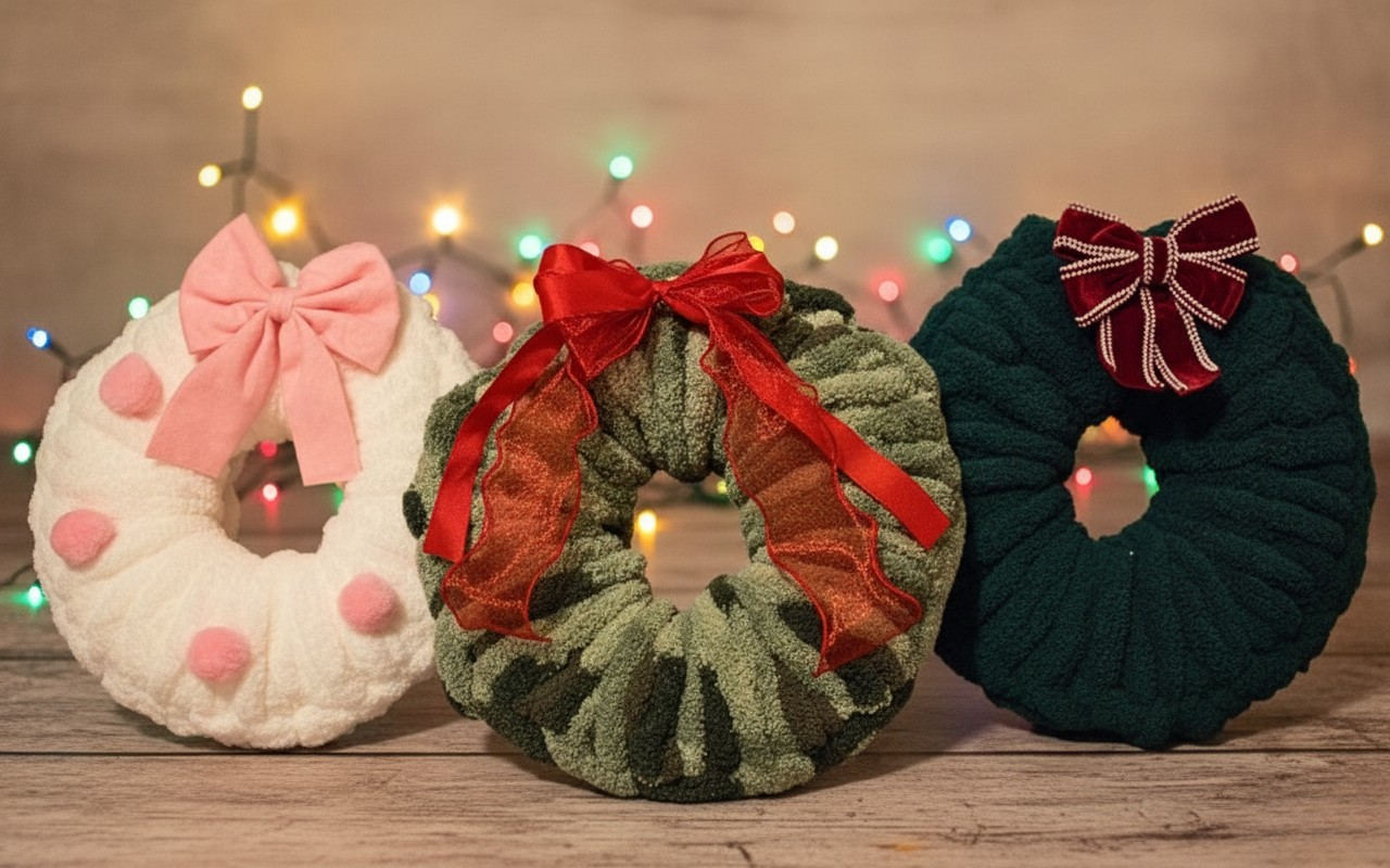 Holiday Hand Knit Wreath Pillow Class