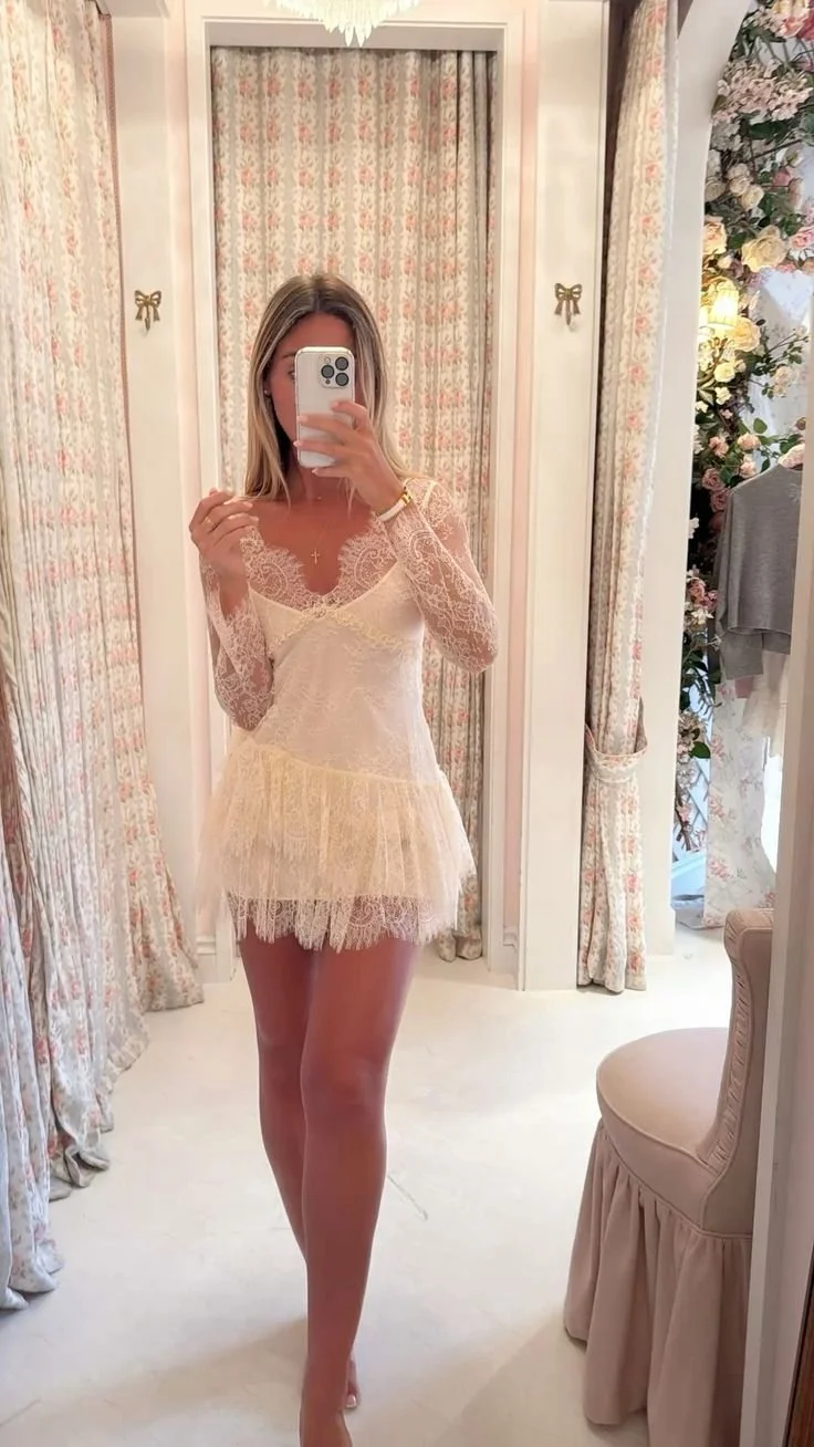 LoveShackFancy, Seelie Lace Mini Dress $357.00