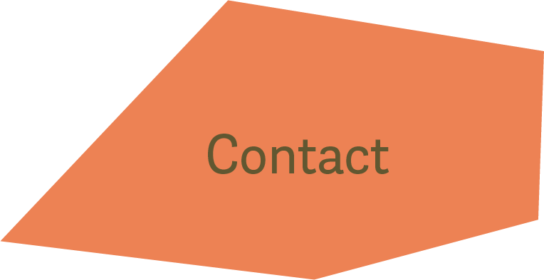 Orange 3D block with the word 'Contact' in green text