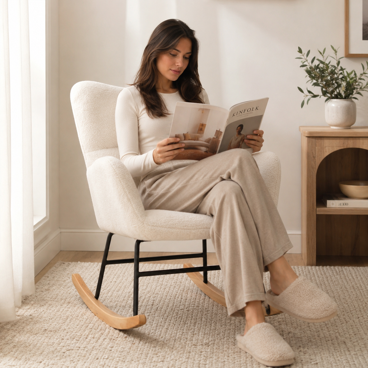 Cloud Like Rocking Chair- Beige