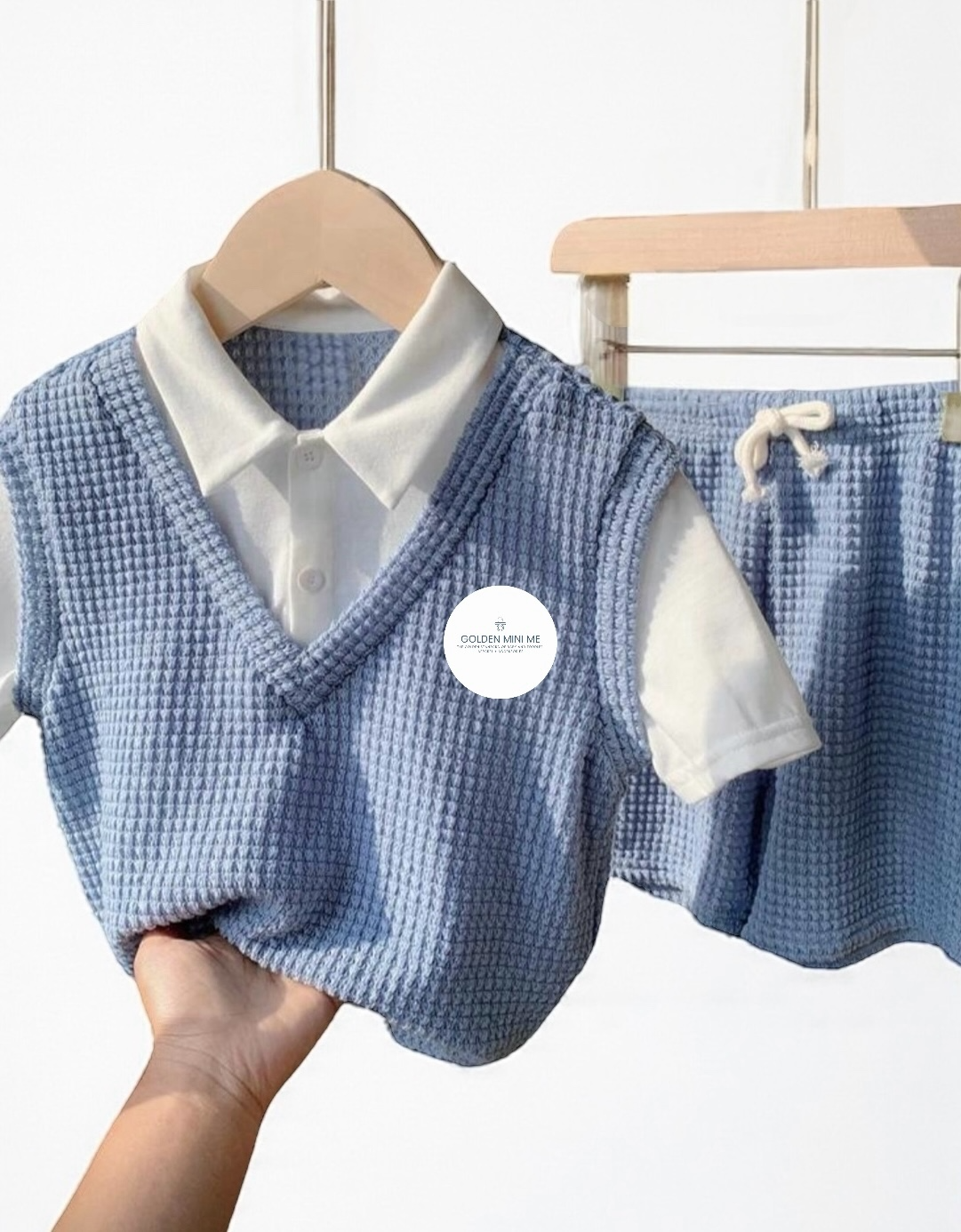Golden Mini Me Toddler Boy’s Club Outfit - Pastel Blue