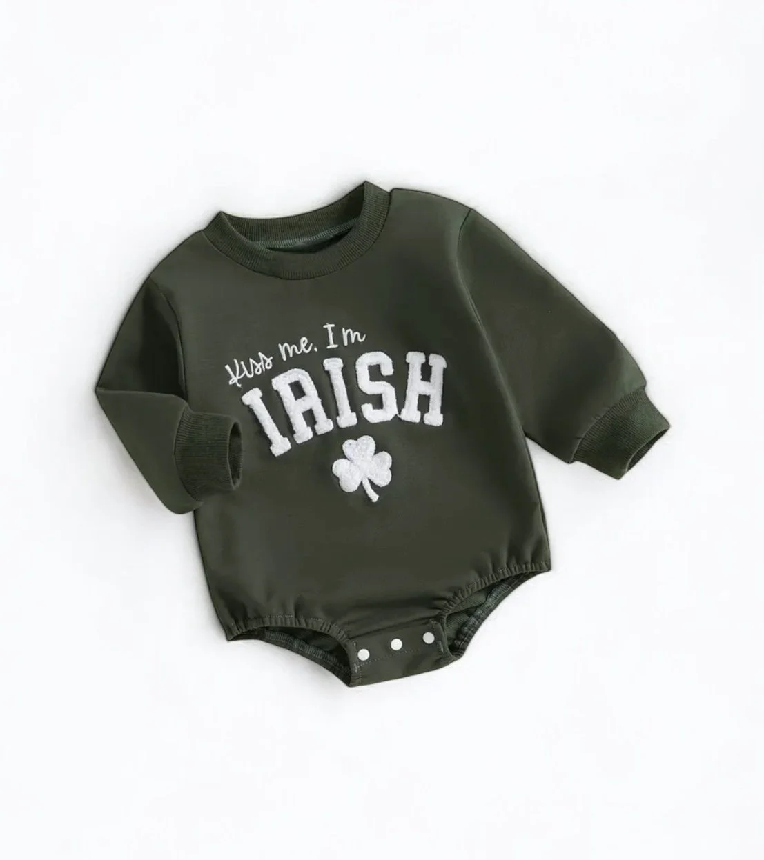 Kiss me, I’m Irish Onesie- Olive Green
