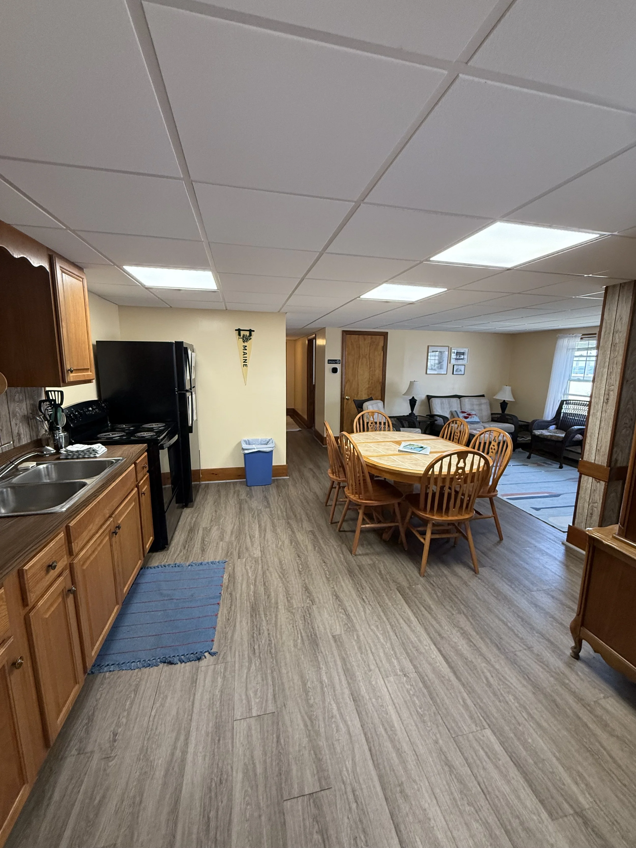 Apartment 1 kitchen, dining and living space. 
