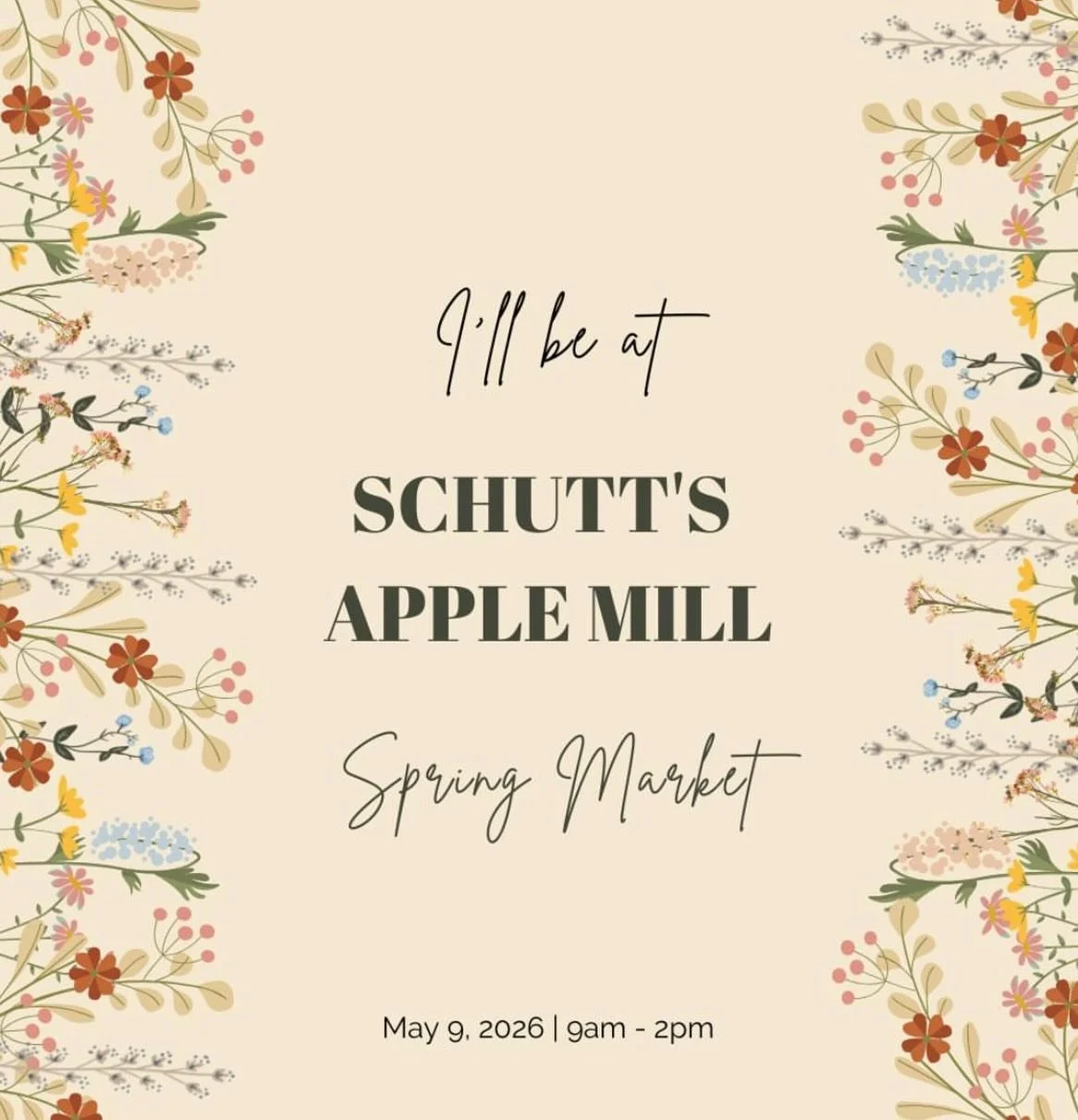 So excited to be vending at this Saturday&rsquo;s (5/9) Spring Market @schuttsapplemill !

As a mama to 3 littles, trust me when I say &mdash; a sunny, relaxing day filled with amazing local vendors, tasty treats, and fresh spring air sounds like the
