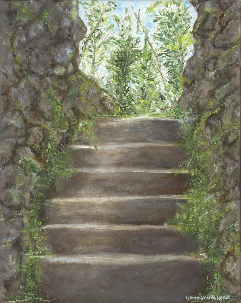 Powerscourt Secret Steps, 20x16, oil on canvas, private collection