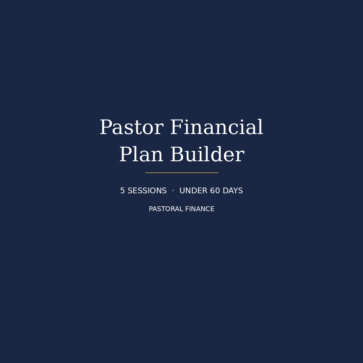Pastor Financial Plan Builder