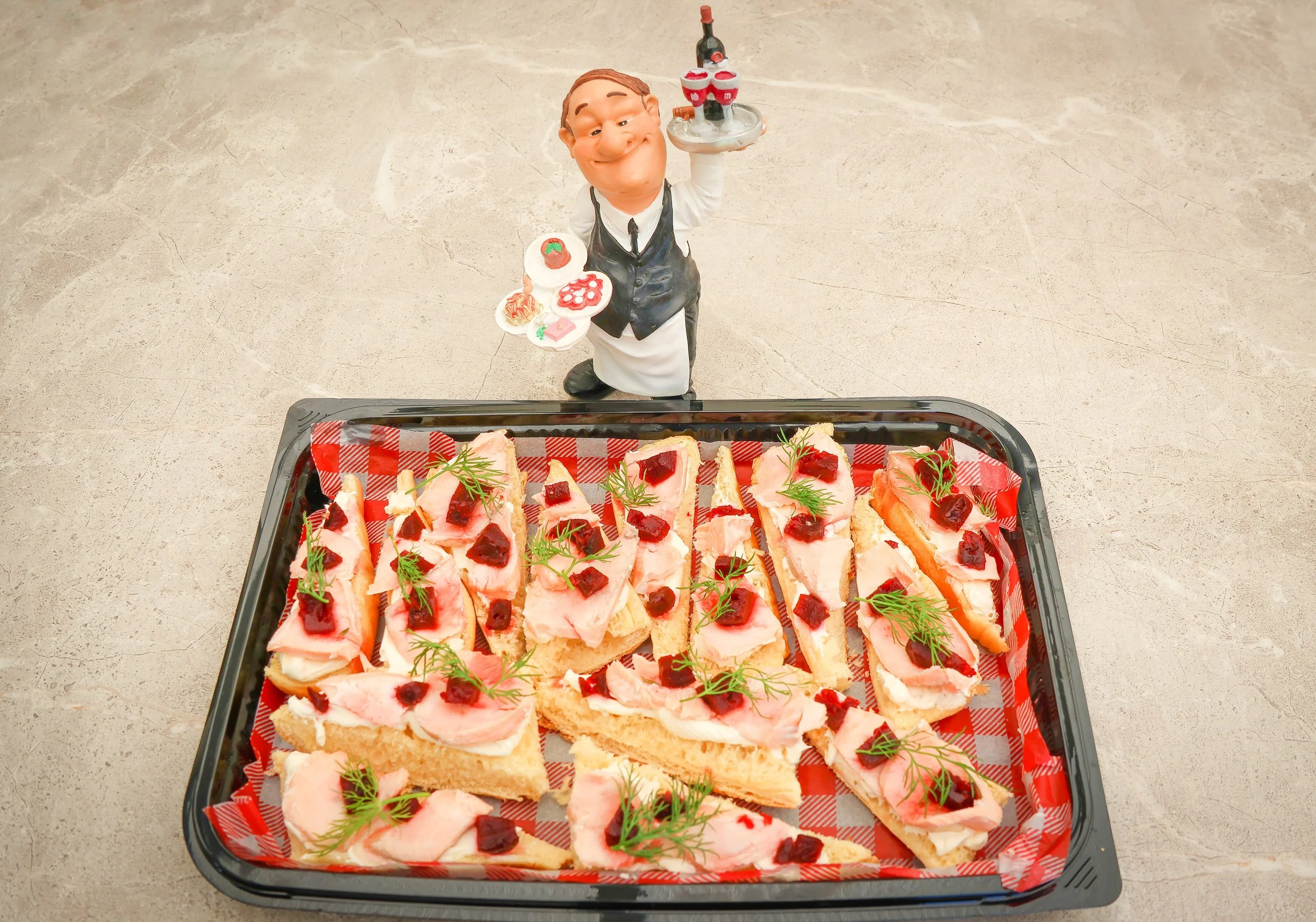Canapes - Brioche with Lemon Cream Cheese Fresh Salmon & Honey Beetroot