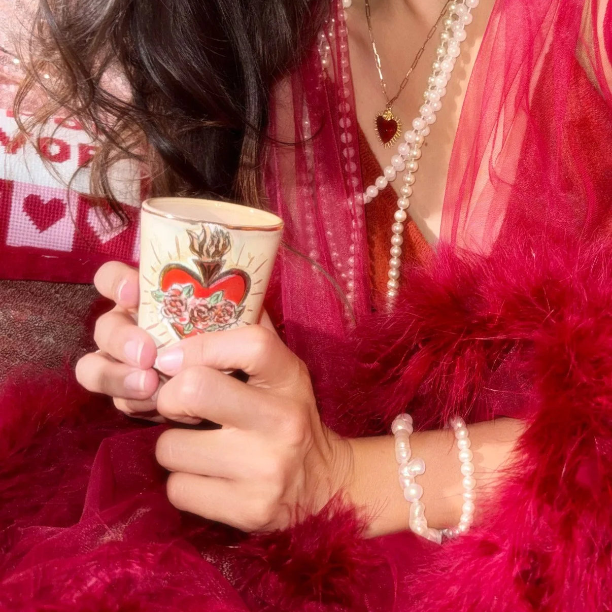 Sacred Heart Porcelain Shot Cup