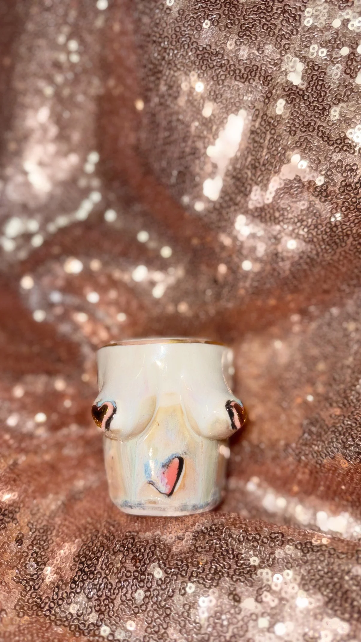 Pink Hearts Porcelain Femme Shot Cup