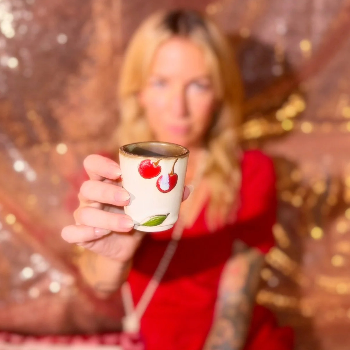 Cherries Porcelain Shot Cup