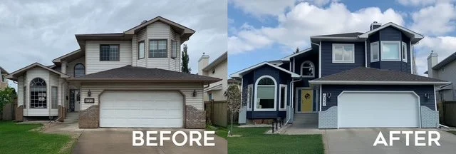 Vinyl Siding Renovation before/after in Edmonton
