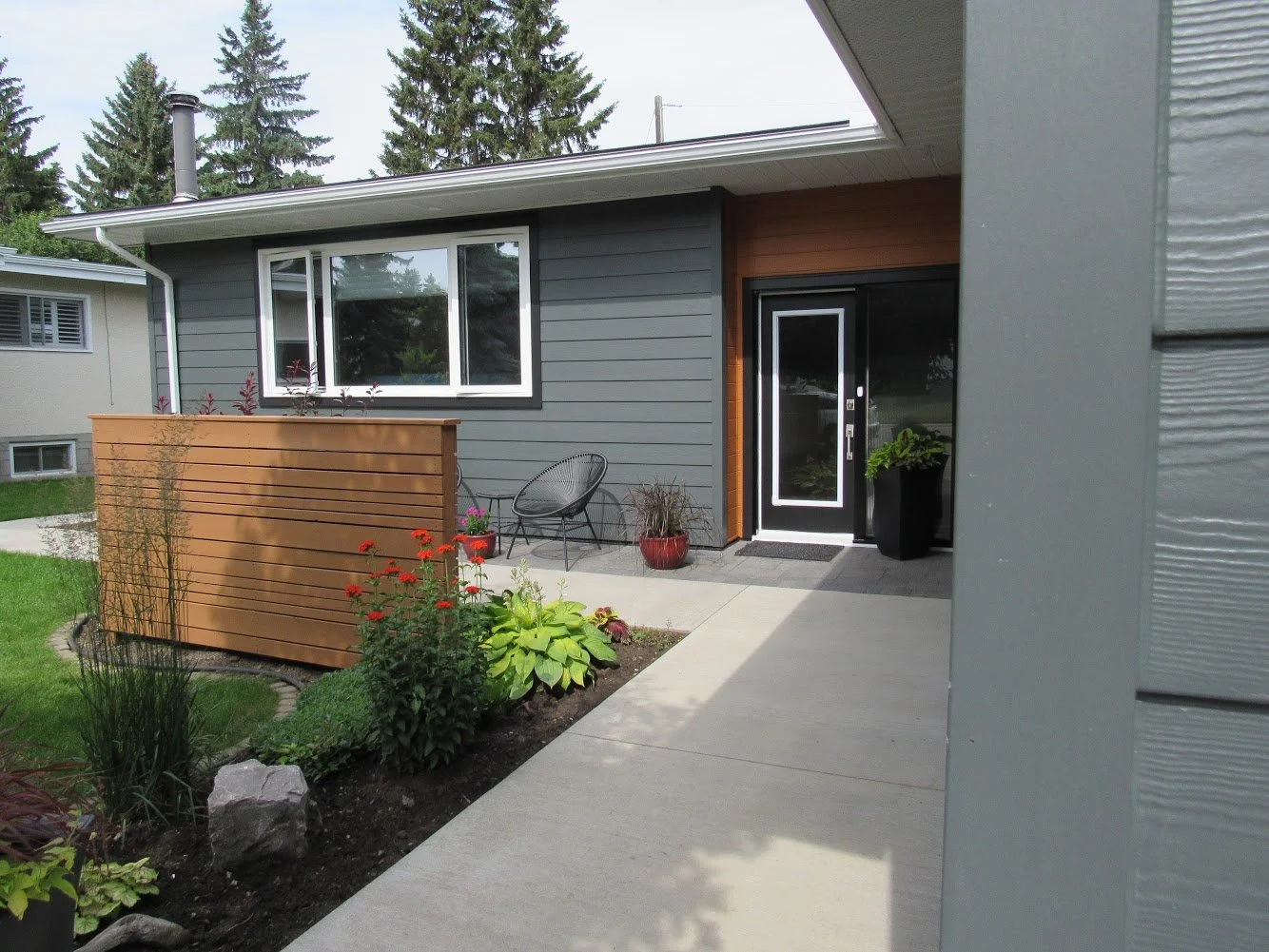 Iron Gray Hardie board on contemporary Edmonton exterior