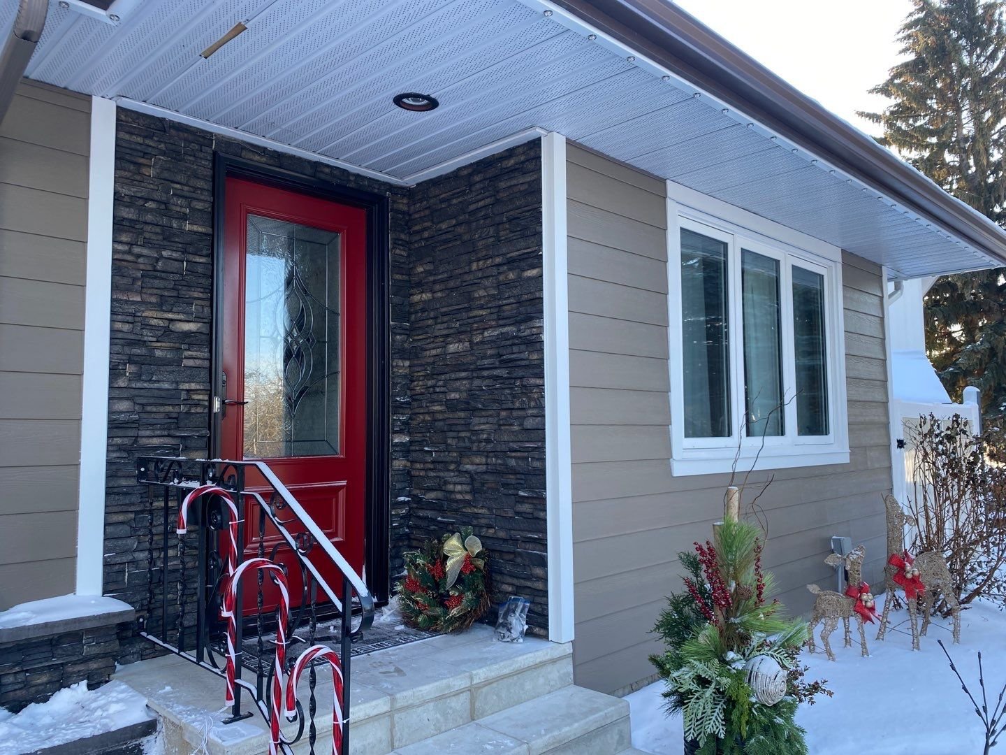 Hardie Plank Timber Bark Siding on Edmonton Home
