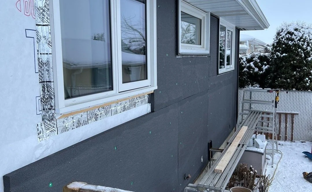 Exterior insulation installed on a project in Edmonton, AB.