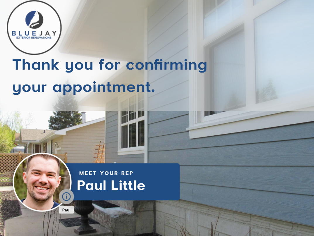 A picture showing the confirmation document that Blue Jay's clients receive when confirming an appointment.