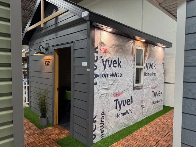 Model home at the Blue Jay Exterior Renovations showroom featuring a proper Tyvek installation.