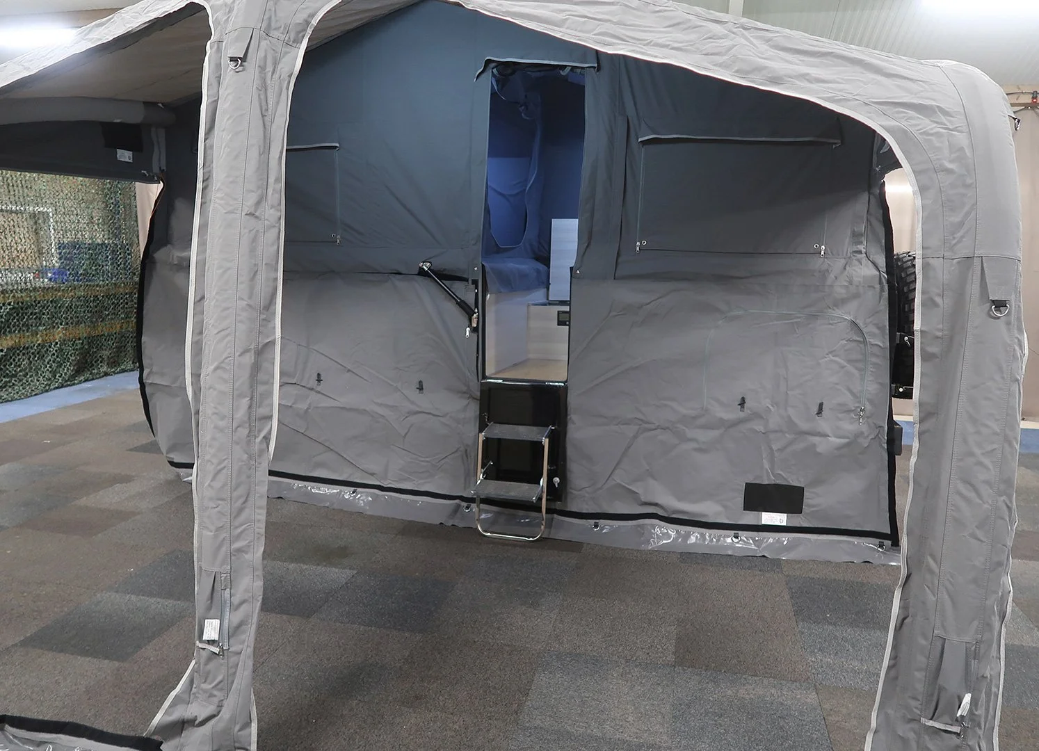 Awning without panels.