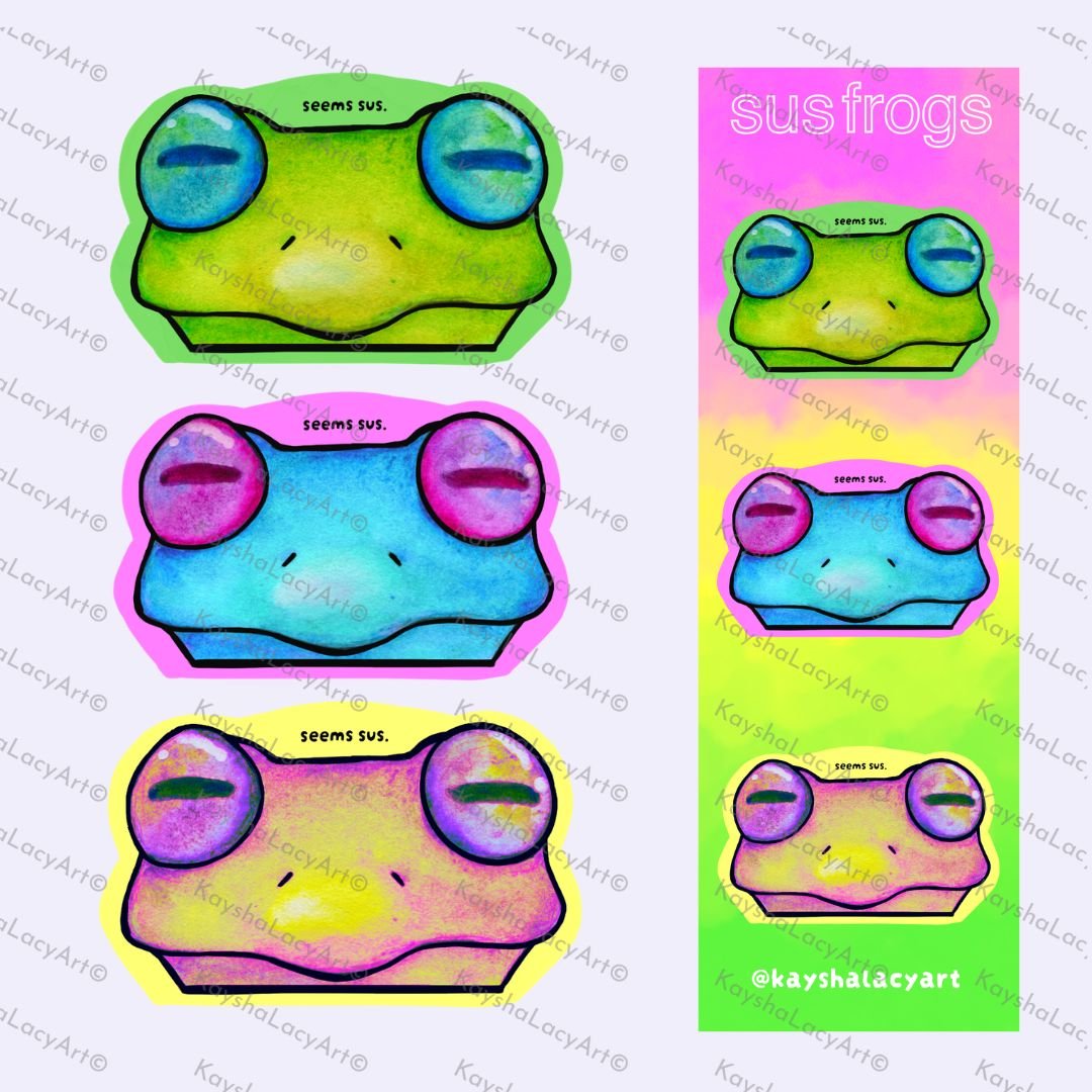 "seems sus." Frog Sticker Sheet