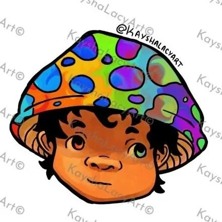 Small Rainbow Mushroom Kid Holographic Vinyl Sticker