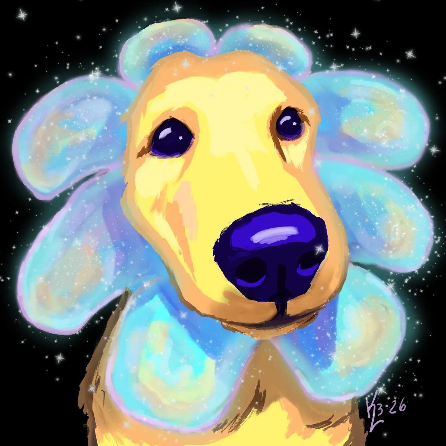 Flower Pup 🐶 My personal favorite from my #spring collection. Prints and stickers are available in my shop of this little floral cutie. #smallbusiness #art #dog #flower