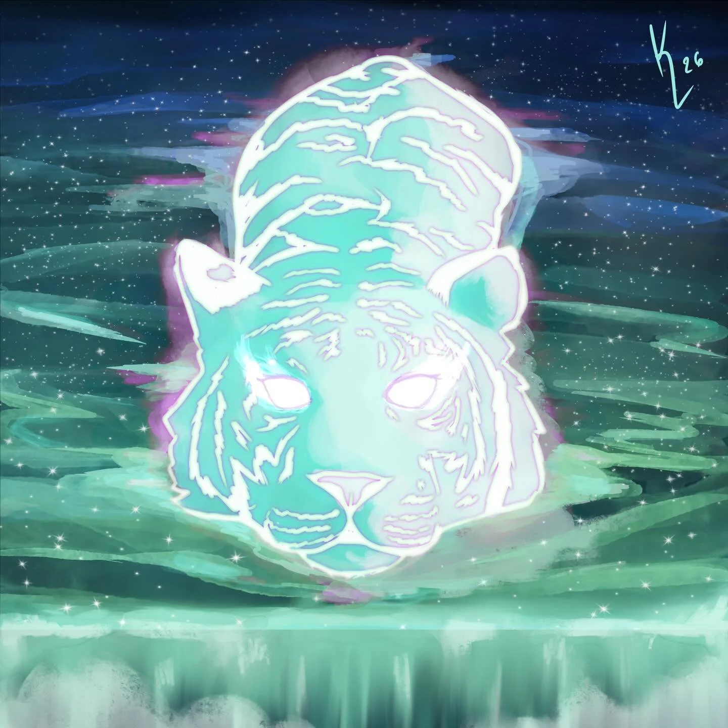 The Tiger Spirit - I was playing with blending modes in procreate and this is where we arrived. #tiger #painting #art