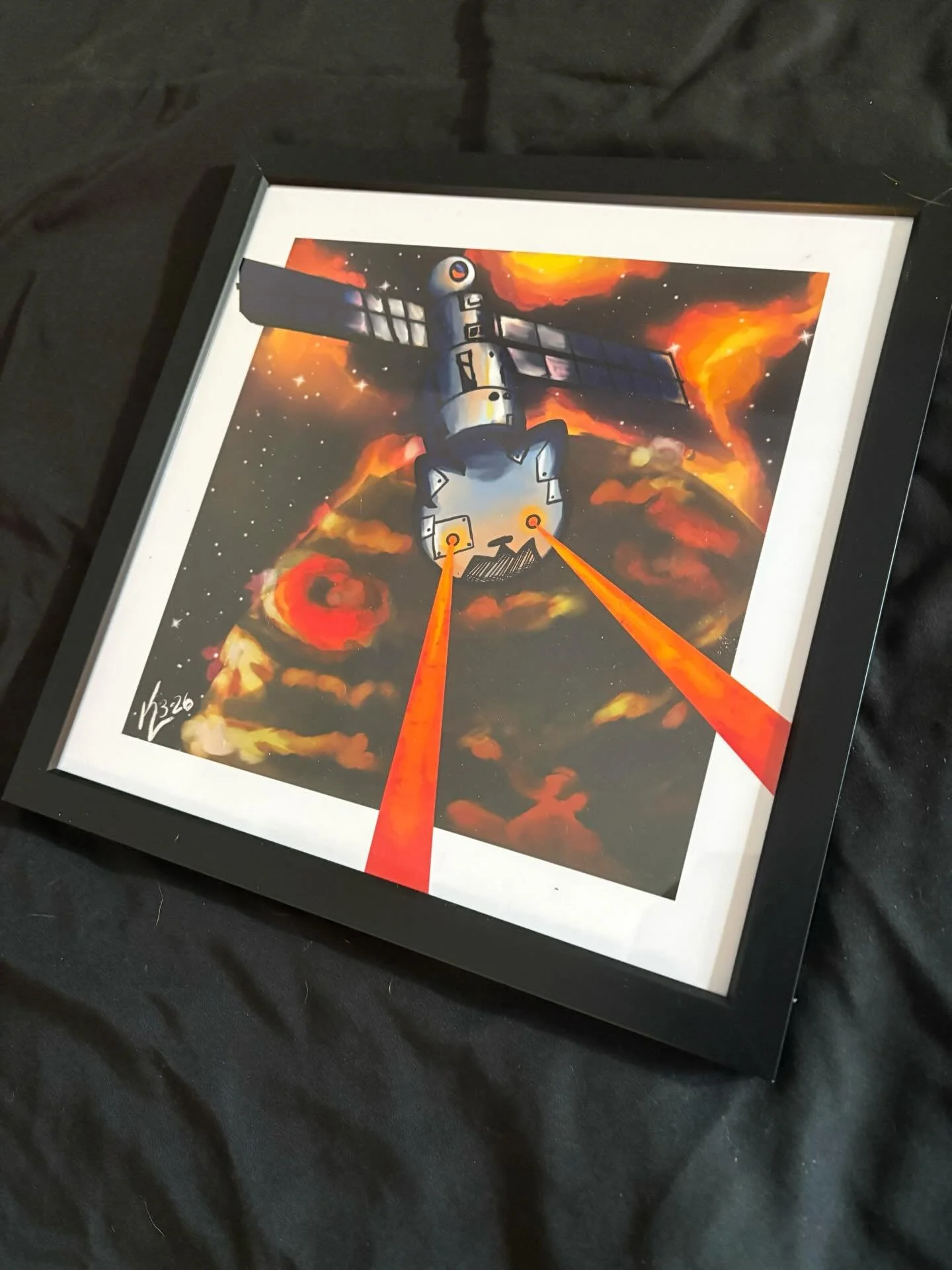 Meet Meow-nik, the First Destroyer of Worlds, my beloved! 🥹 His kitty laser vision is about to explode off the page. This signed and framed print is part of my Mayhem Marketplace collection - think Etsy, but artisanal, authentic and anti-AI art. Eac