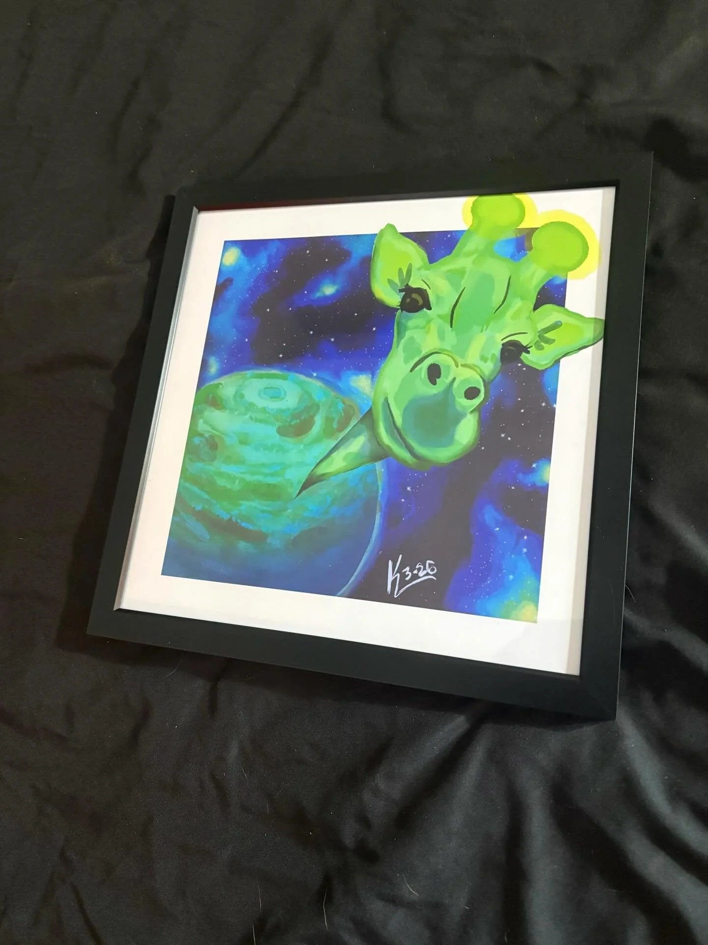 The final piece of the 6 part Planetary series. He&rsquo;s a nosey space giraffe who just wants to see what you&rsquo;re up to. Available now as a limited edition, signed and framed print! Posted on Mayhem Marketplace - think Etsy but all real people