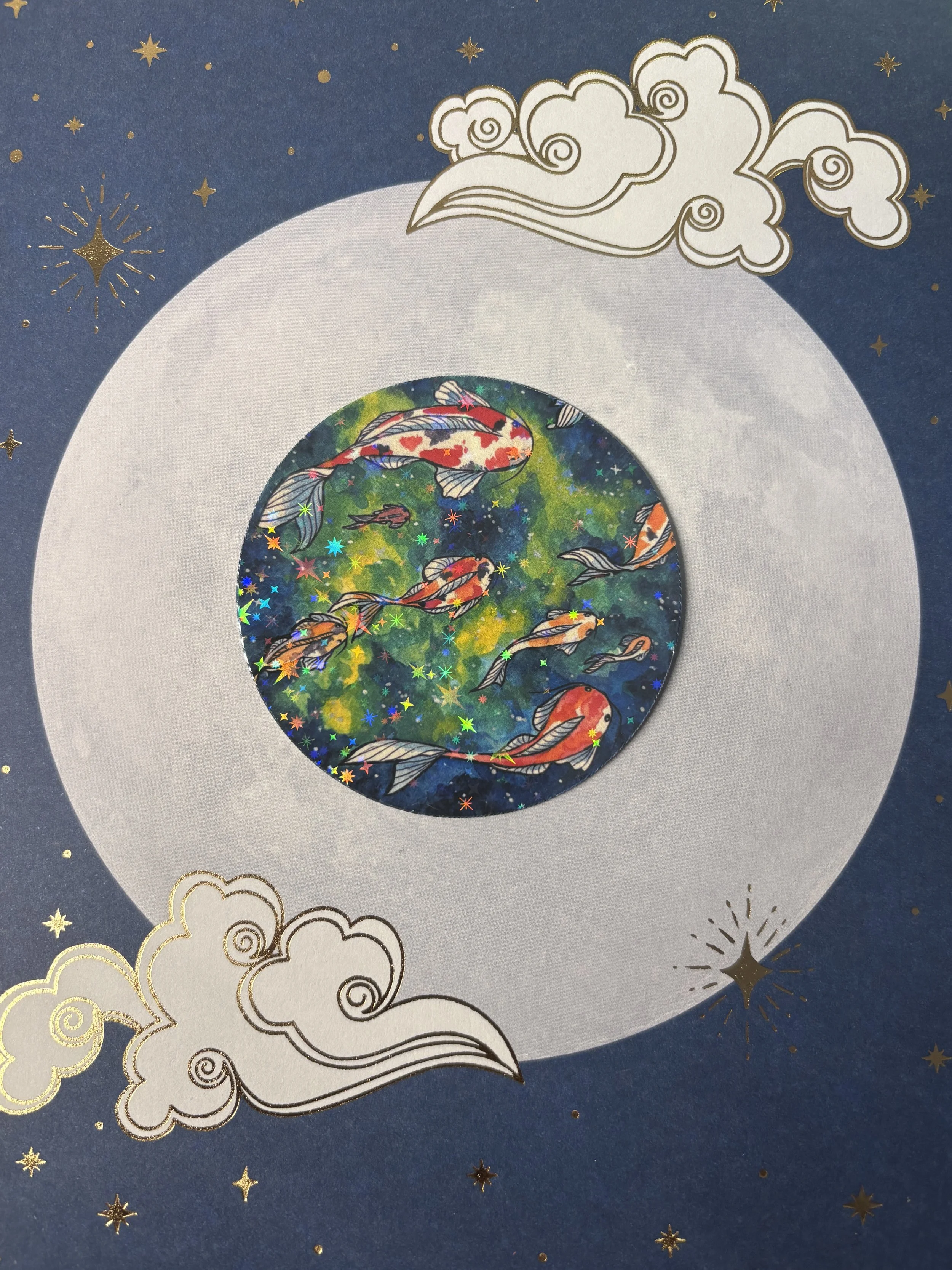 Space Koi Holographic Vinyl Circle Sticker