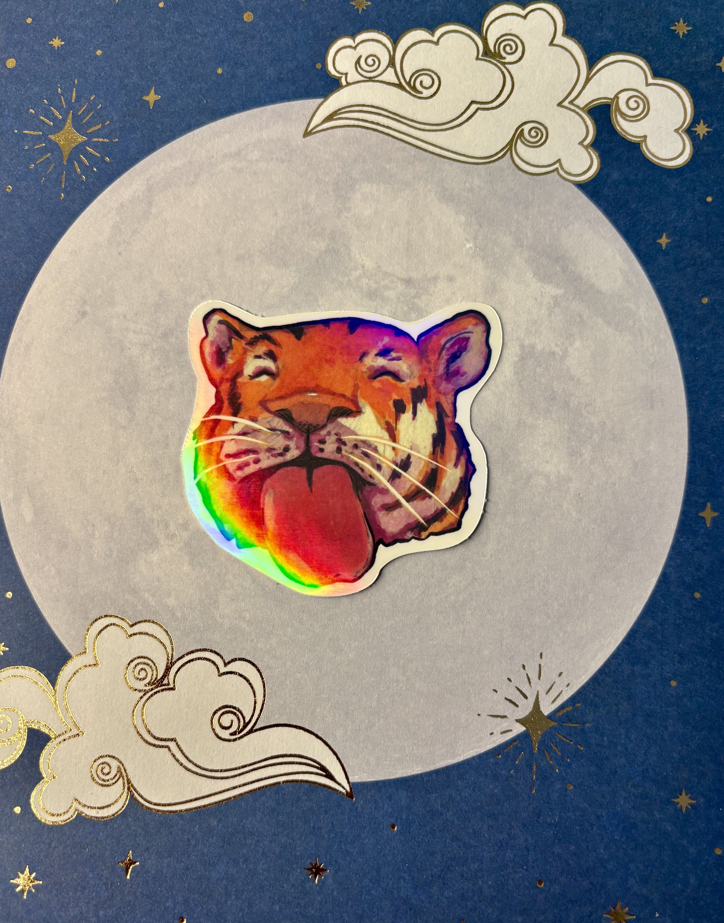 2.5in Holographic Vinyl Tiger Kisses Sticker