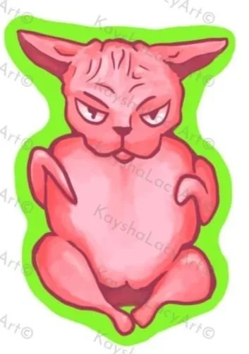 Raw Chicken Sphinx Cat Holograhpic Vinyl Sticker