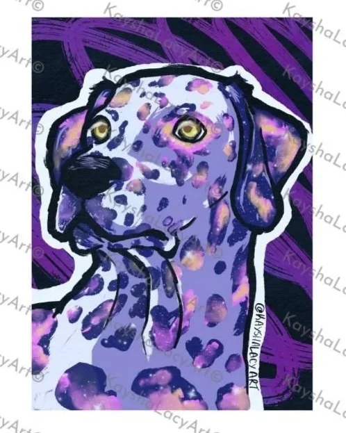 Medium Holographic Galaxy Dalmatian Sticker