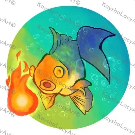 3in Vinyl Holographic Goldfish  Sticker "A Pyromaniac is Born"