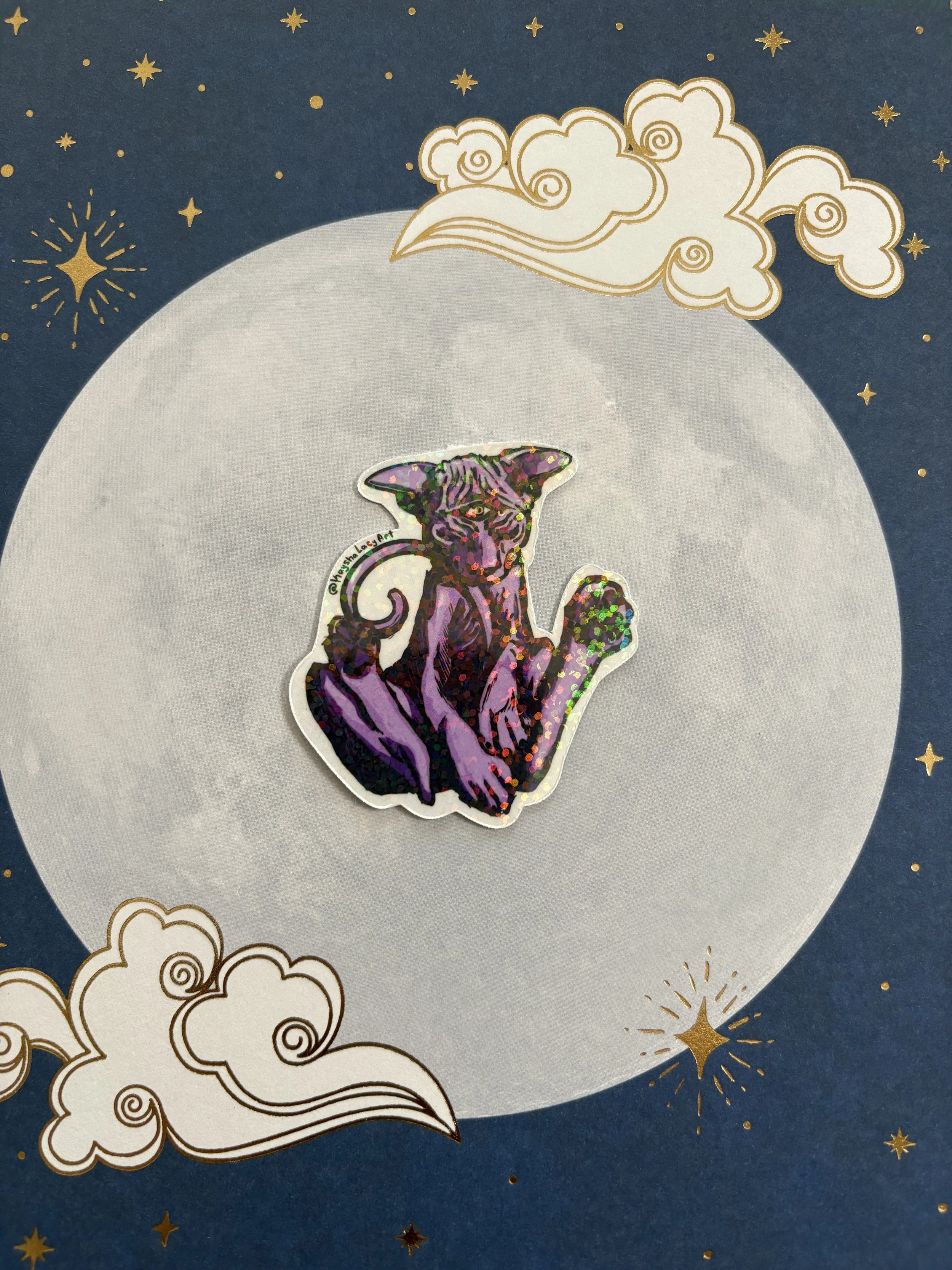 Holographic Third-Eye Sphinx Cat Sticker