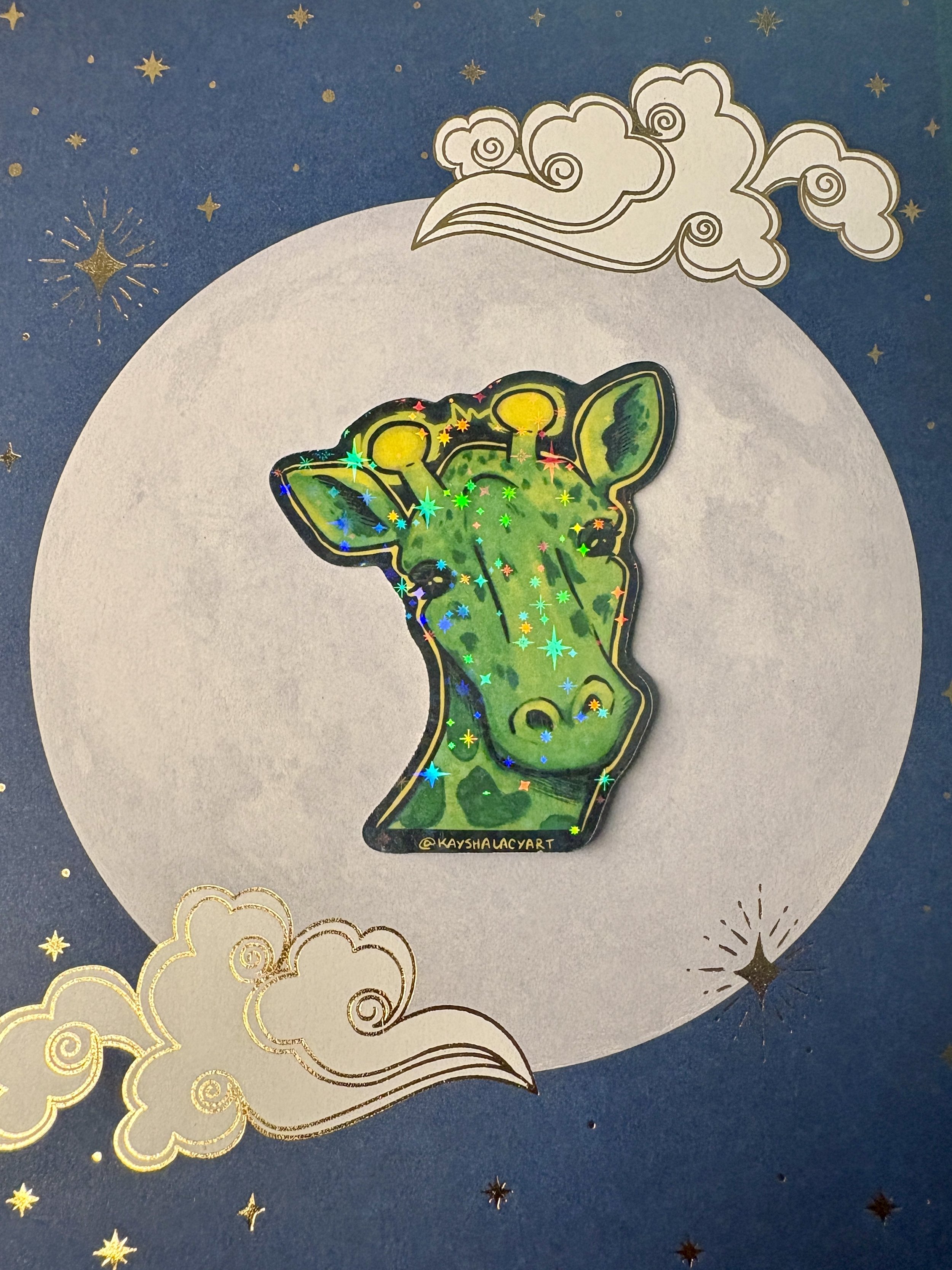 Holographic Space Alien Giraffe Sticker