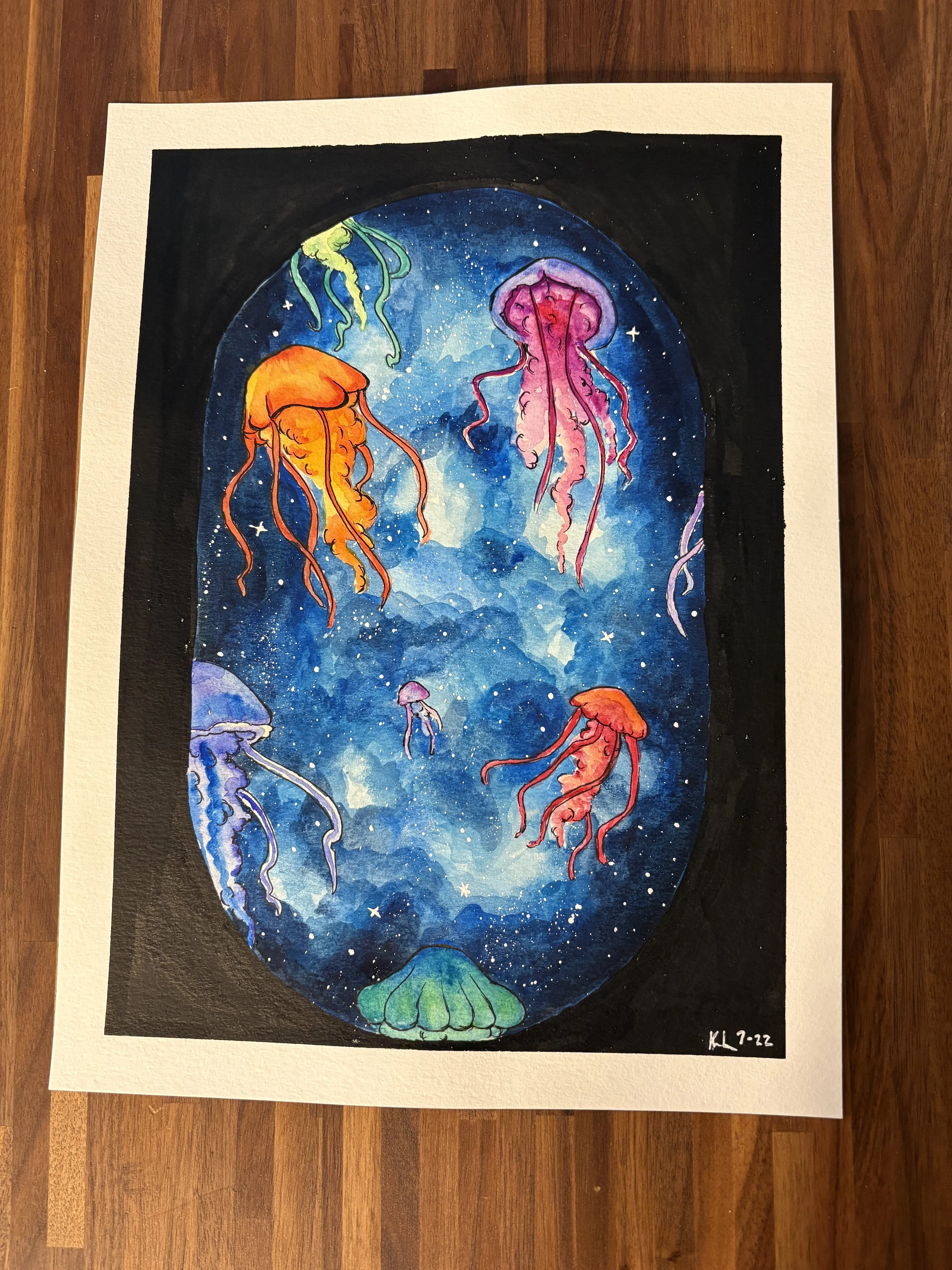 Galaxy Jellyfish Original Watercolor Painting by Kaysha Lacy