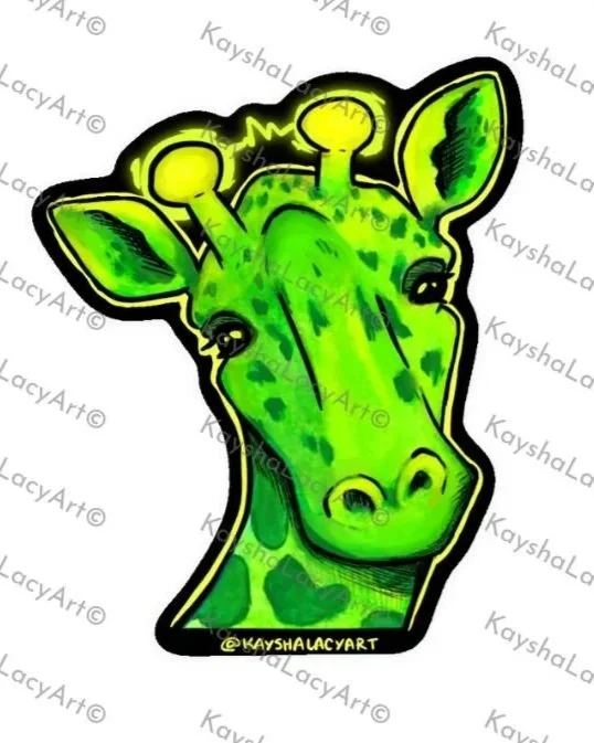 Holographic Space Alien Giraffe Sticker
