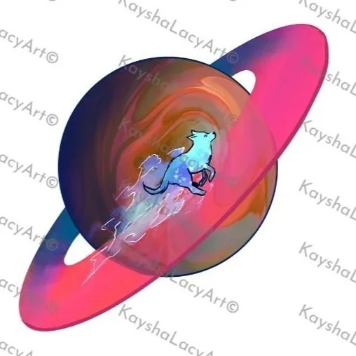Saturn Space Dog Holograhpic Sticker